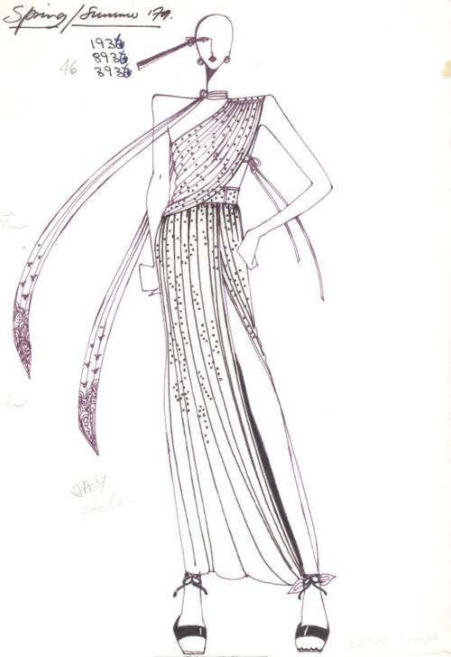 Drawing of Blouse, Skirt and Scarf for Spring/Summer 1979 Collection