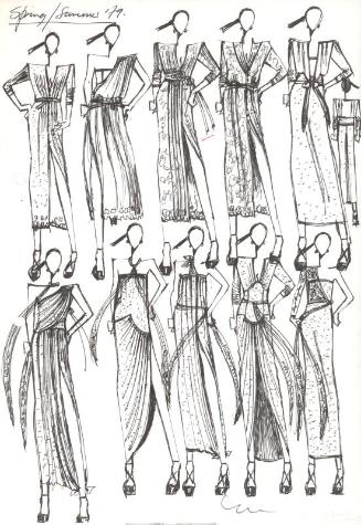 Multidrawing of Dresses for Spring/Summer 1979 Collection