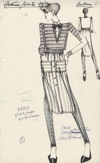 Drawing of Top and Skirt for Autumn/Winter 1978/79 Knitting Collection
