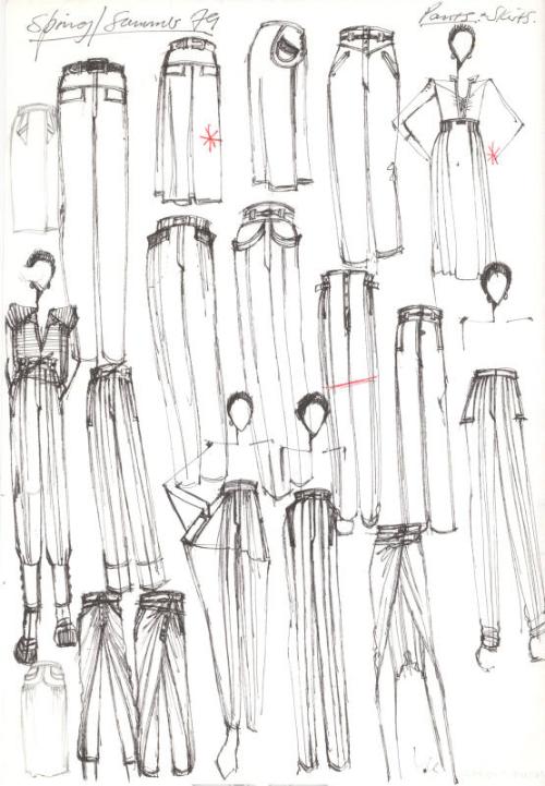 Multidrawing of Trousers and Skirts for Spring/Summer 1979 Collection