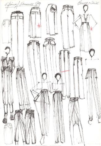 Multidrawing of Trousers and Skirts for Spring/Summer 1979 Collection