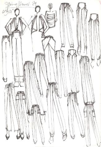 Multidrawing of Trousers for Spring/Summer 1979 Collection