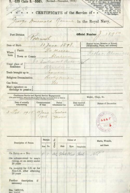 Certificate of Service Royal Navy