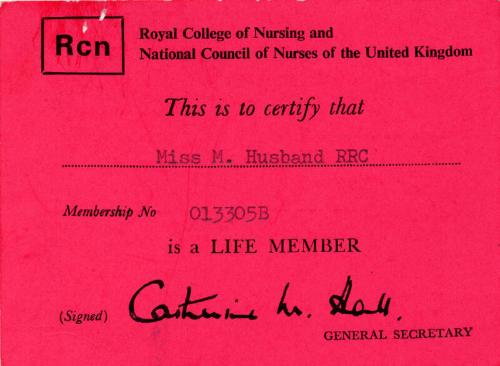 Royal College of Nursing Life Member Card