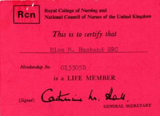 Royal College of Nursing Life Member Card