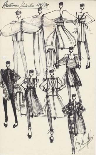 Multidrawing of Tops, Skirts and Trousers for Autumn/Winter 1978 Collection