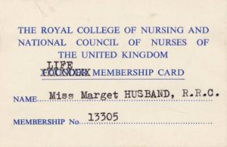 Royal College of Nursing Life Member Card