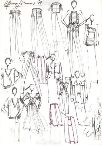 Multidrawing of Trousers, Tops and Dresses for Spring/Summer 1979 Collection