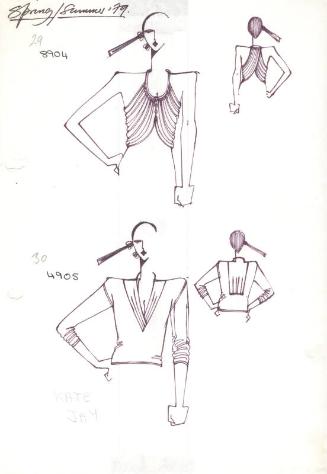 Drawing of 2 Tops for Spring/Summer 1979 Collection