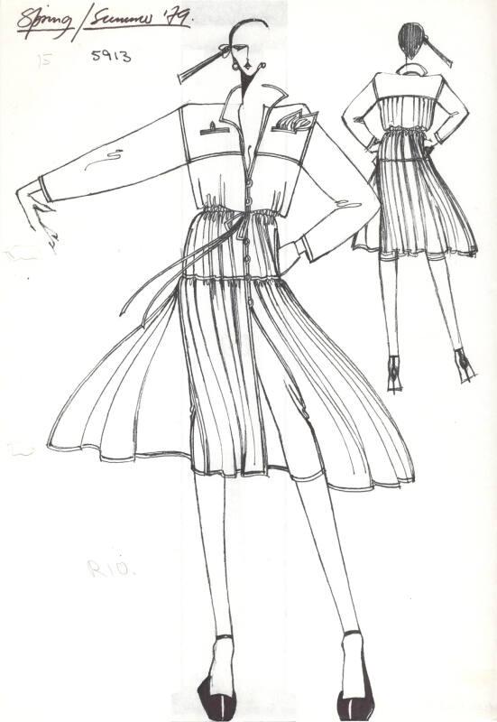 Drawing of Dress for Spring/Summer 1979 Collection