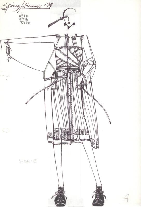 Drawing of Top, Skirt and Coat for Spring/Summer 1979 Collection