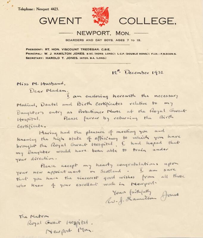 With Reference to Marget Husband's Appointment to Post in Glasgow