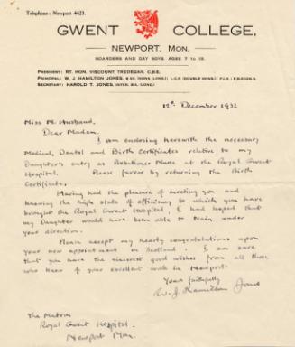 With Reference to Marget Husband's Appointment to Post in Glasgow