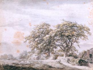 Oaks And A Cottage by Jacob Salomonsz Ruysdael