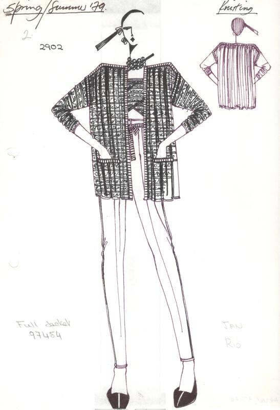 Drawing of Knitted Jacket for Spring/Summer 1979 Knitting Collection