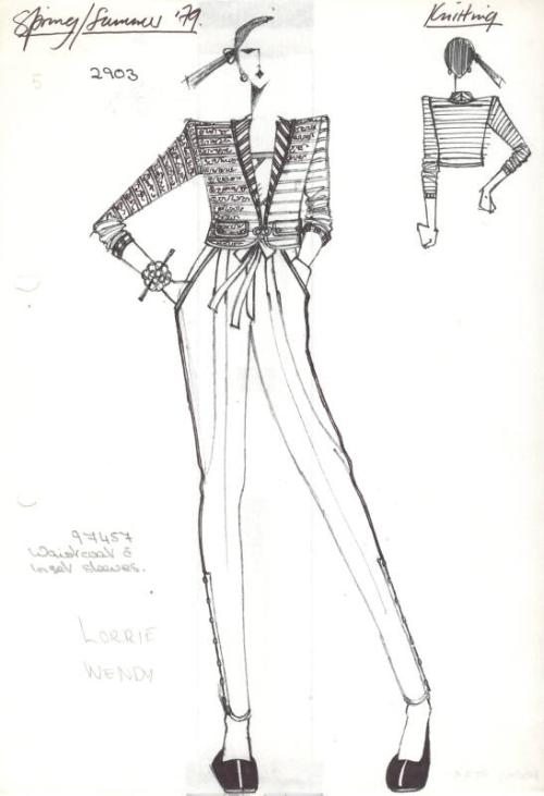 Drawing of Knitted Waistcoat for Spring/Summer 1979 Knitting Collection