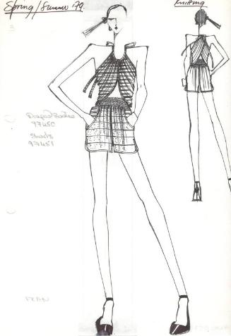 Drawing Knitted Blouse and Shorts for Spring/Summer 1979 Knitting Collection