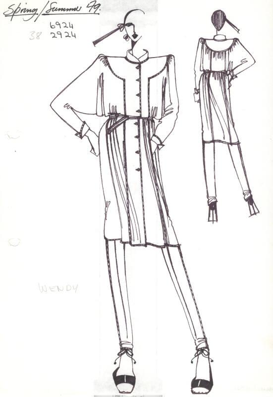 Drawing of Dress and Trousers for Spring/Summer 1979 Collection