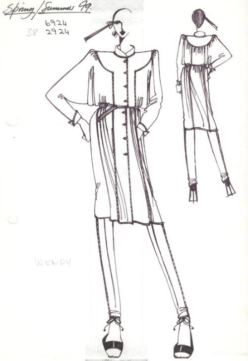 Drawing of Dress and Trousers for Spring/Summer 1979 Collection