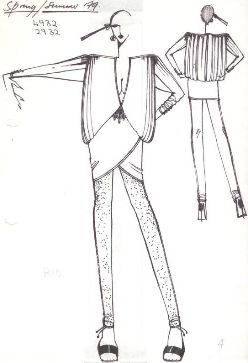 Drawing of Top and Trousers for Spring/Summer 1979 Collection