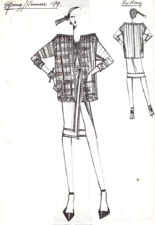 Drawing of Jacket, Blouse and Skirt for Spring/Summer 1979 Knitting Collection