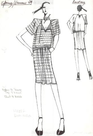 Drawing of Knitted Blouse and Skirt for Spring/Summer 1979 Knitting Collection