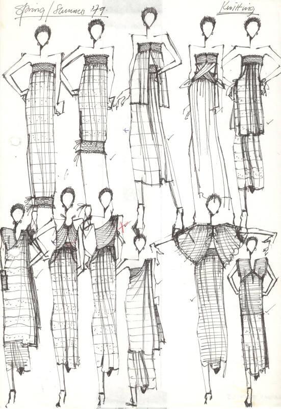 Multidrawing of Tops, Skirts and Dresses for 1979 Spring/Summer Knitting Collection