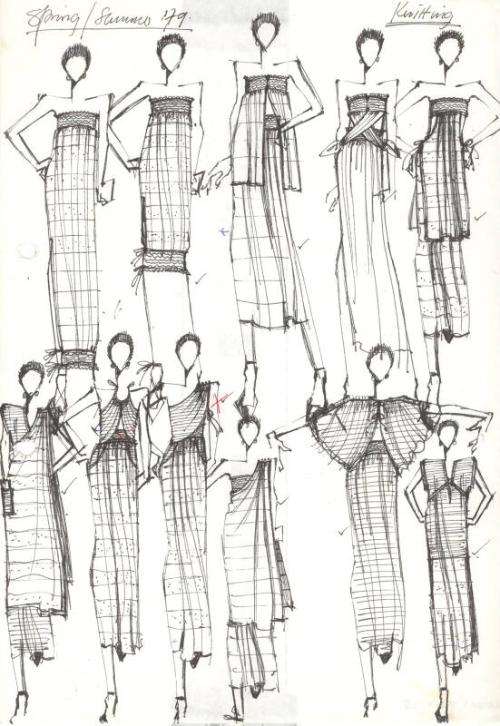 Multidrawing of Tops, Skirts and Dresses for 1979 Spring/Summer Knitting Collection