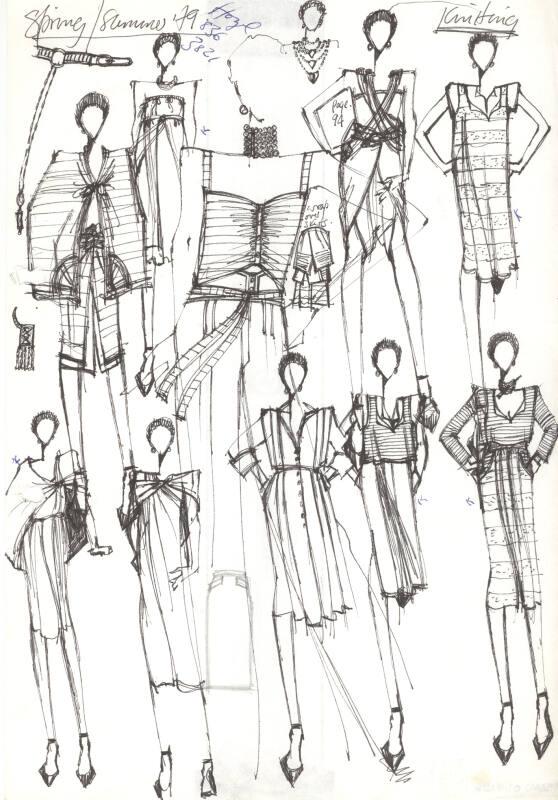 Multidrawing of Tops, Skirts and Dresses for Spring/Summer 1979 Knitting Collection