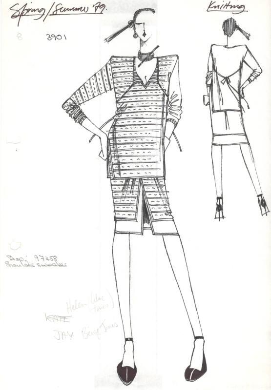 Drawing of Top and Skirt for Spring/Summer 1979 Knitting Collection