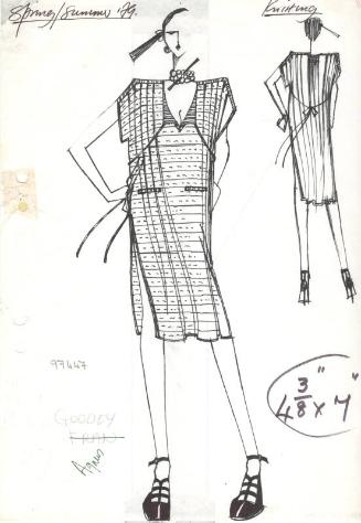 Drawing of Dress with Fabric Swatch for Spring/Summer 1979 Knitting Collection