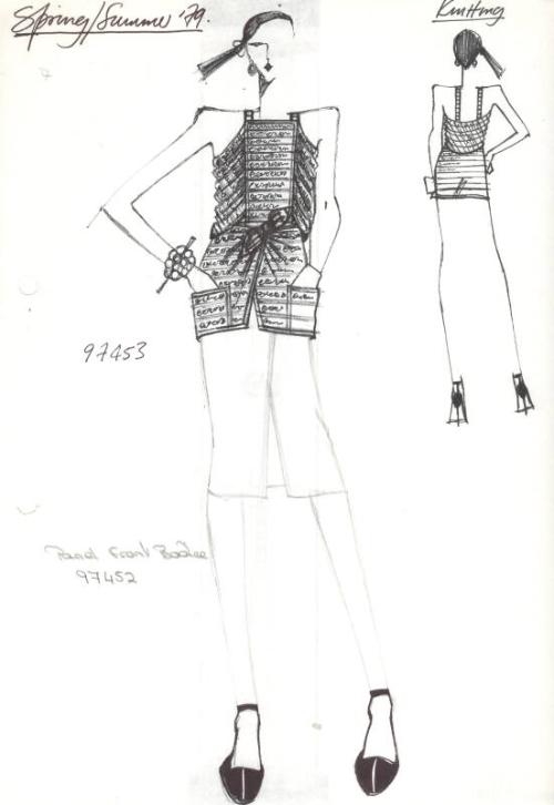 Drawing of Top and Overskirt for Spring/Summer 1979 Knitting Collection