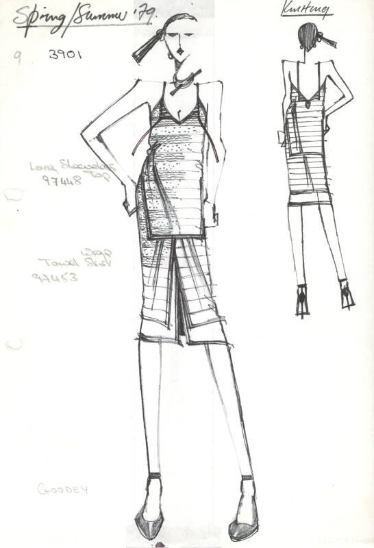 Drawing of Top and Skirt for Spring/Summer 1979 Knitting Collection