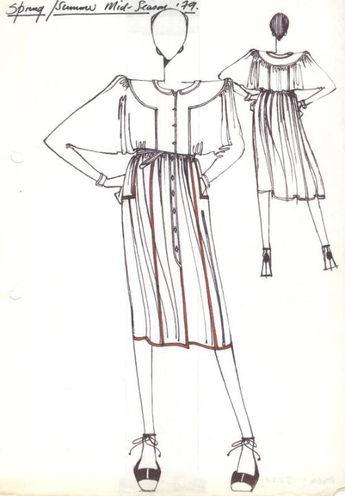 Drawing of Blouse and Skirt for Spring/Summer 1979 Mid-Season Collection