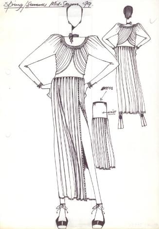 Drawing of Jacket and Strapless Gown for Spring/Summer 1979 Mid-Season Collection