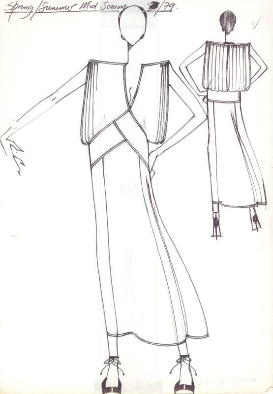 Drawing of Sleeveless Gown for Spring/Summer 1979 Mid-Season Collection
