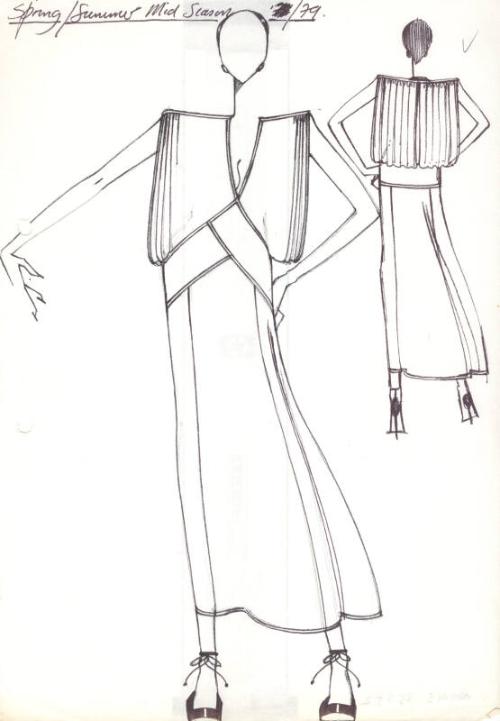 Drawing of Sleeveless Gown for Spring/Summer 1979 Mid-Season Collection