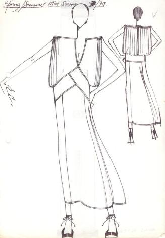 Drawing of Sleeveless Gown for Spring/Summer 1979 Mid-Season Collection