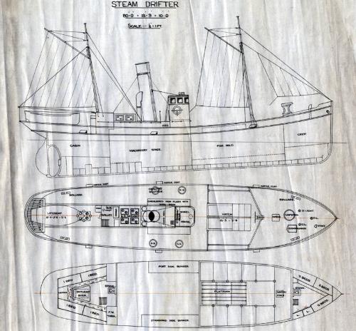 plan showing a steam drifter