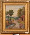 Coarse Needlework Garden Scene