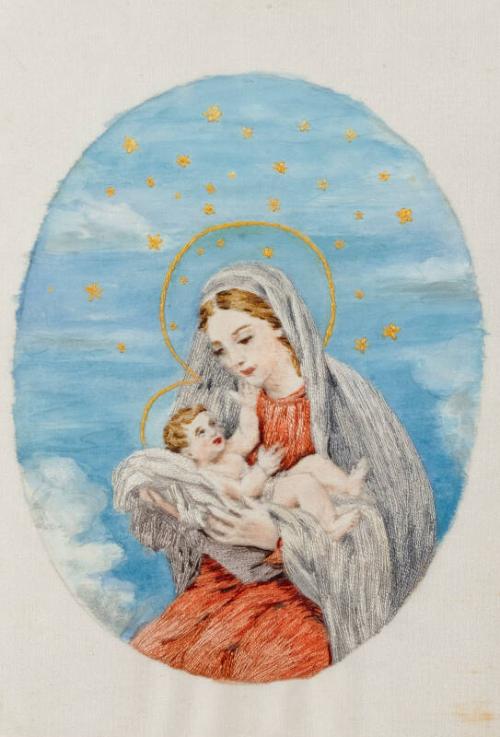 Madonna And Child Needlework