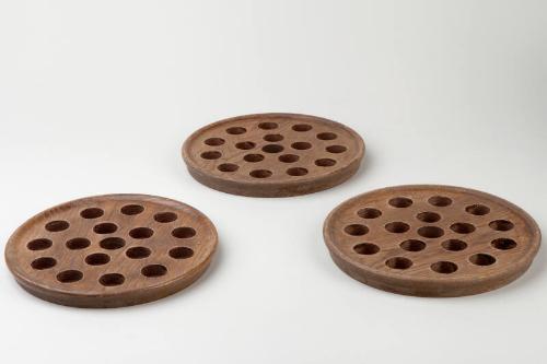 Set of Three Wooden Communion Wine Server Trays