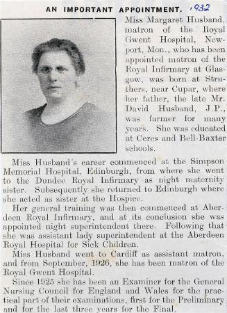 On Miss Marget Husband's Appointment as Matron of Glasgow Royal Infirmary