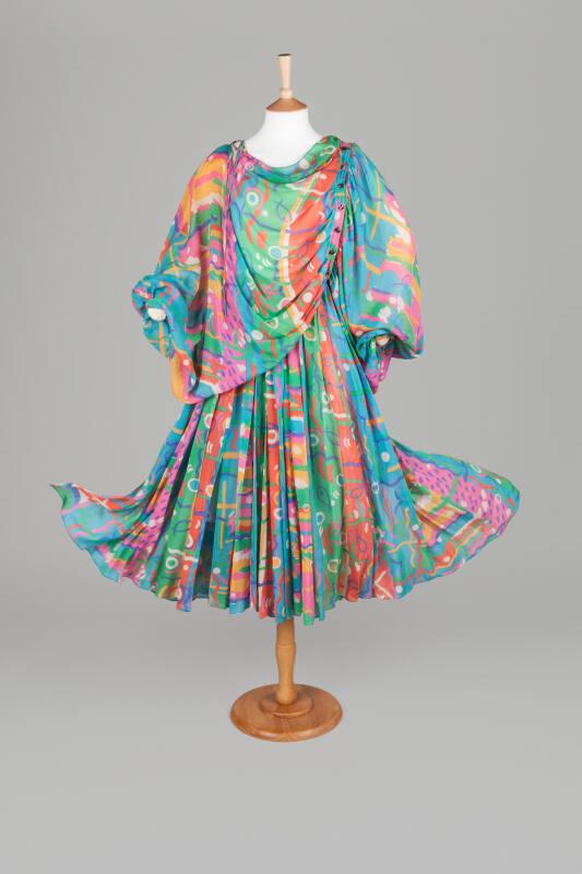 Hand-Printed Silk Chiffon Dress from Summer 1977 Collection