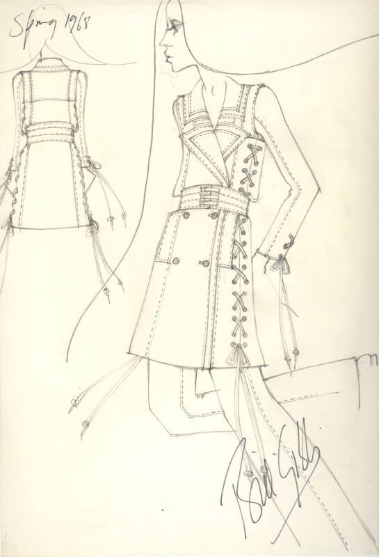 Drawing of Coat for the Spring 1968 Collection