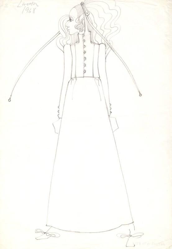 Drawing of Dress designed for Loretta Feldman