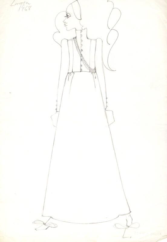 Drawing of Dress designed for Loretta Feldman