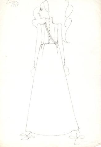 Drawing of Dress designed for Loretta Feldman