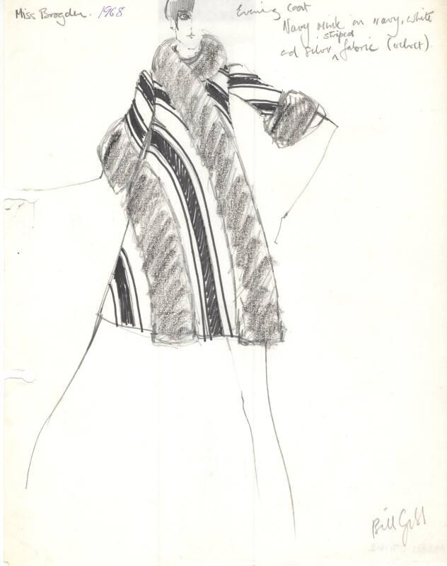 Drawing of Evening Coat designed for Miss Brogden