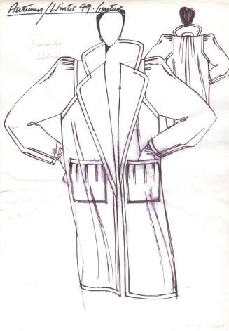 Drawing of Coat with Two Pockets for Autumn/Winter 1979 Couture Collection
